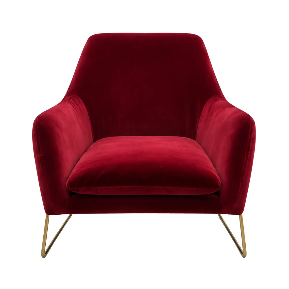 Mid-century Red Velvet Chair - Image 3