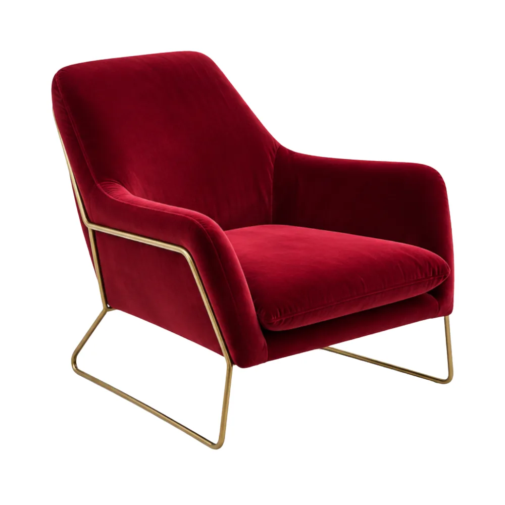 Mid-century Red Velvet Chair - Image 4