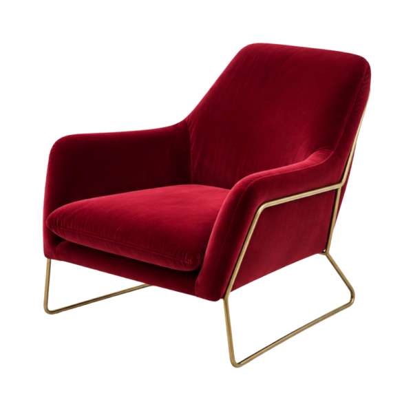 Mid-century Red Velvet Chair