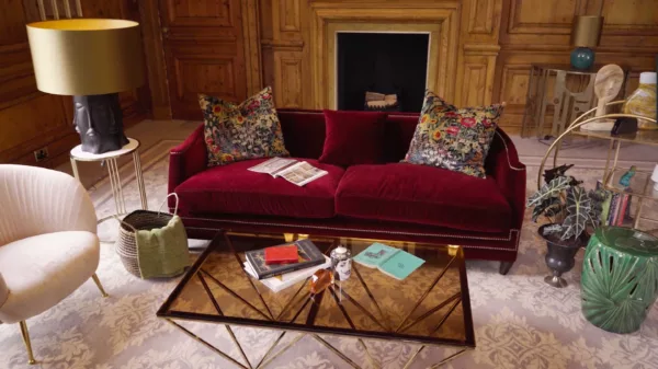 'Vivien Leigh' Red Velvet Sofa