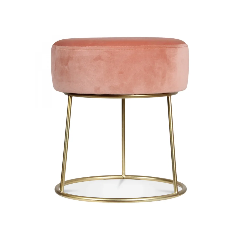 Coral Pink Velvet Footstool