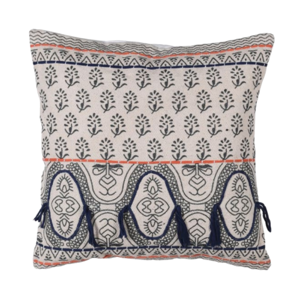 Hand Block Print Florals Cushion