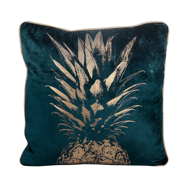 Velvet Cushion with Pineapple Print