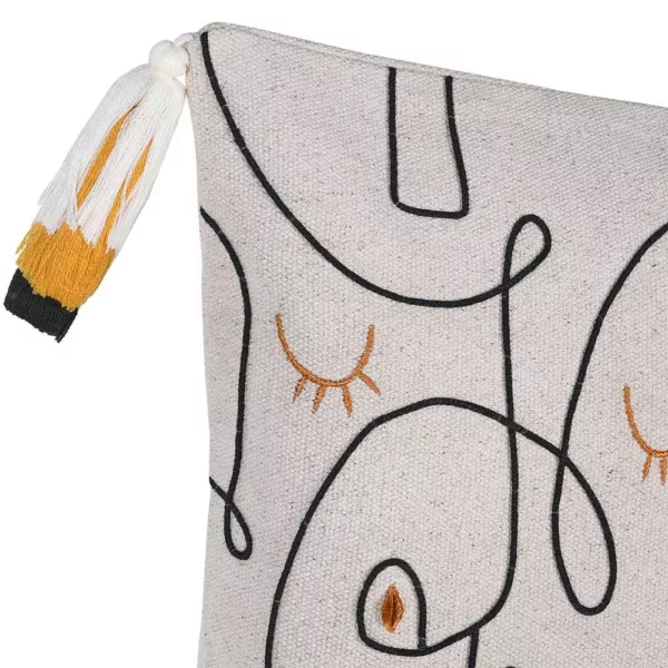 Abstract Face Cotton Cushion with Tassels hire