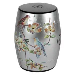 Silver Drum with Birds & Magnolia Flowers hire