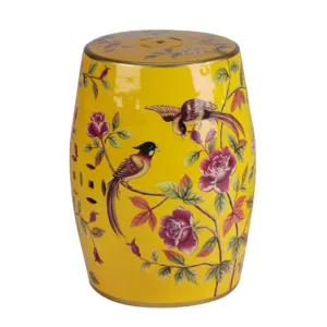 Yellow Drum with Birds & Flowers