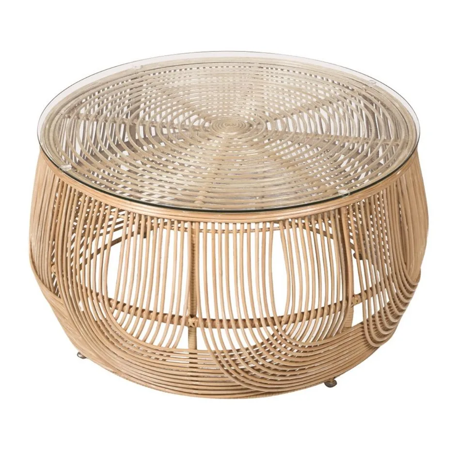 Round Rattan Coffee Table - Image 2