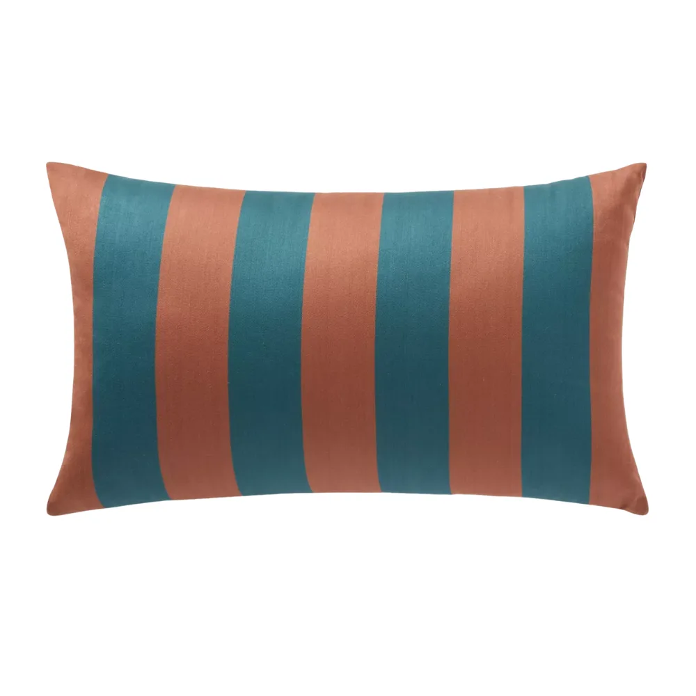 Collagerie Satin Striped Cushion - Auburn & Teal