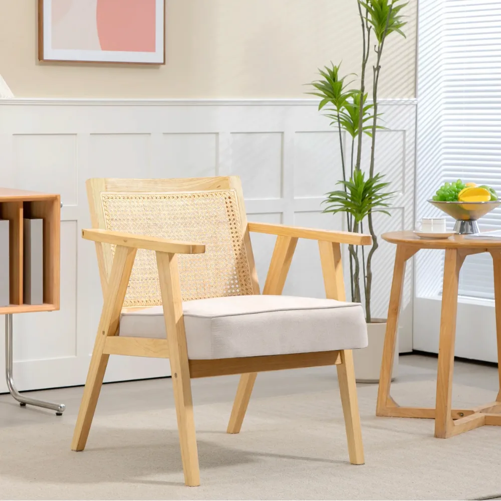 Midcentury Panama Armchair - Soft White - Image 2