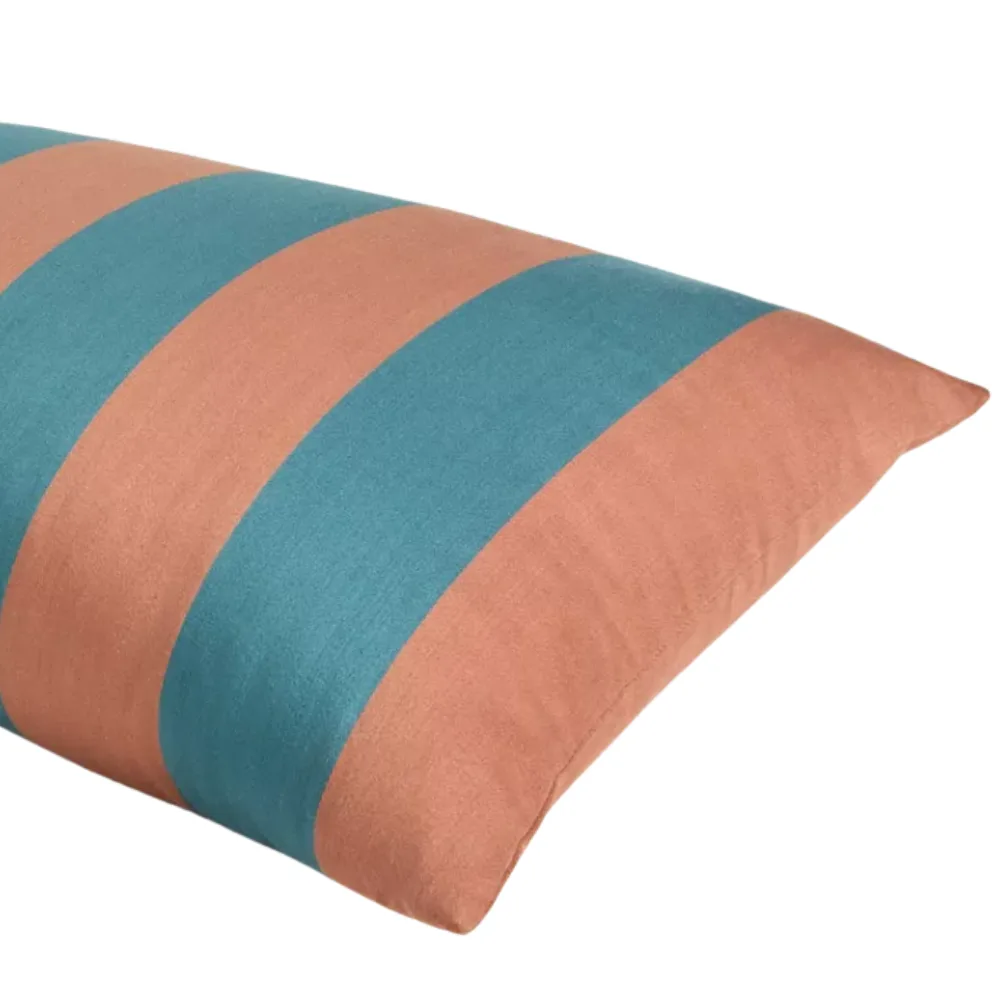 Collagerie Satin Striped Cushion - Auburn & Teal - Image 3