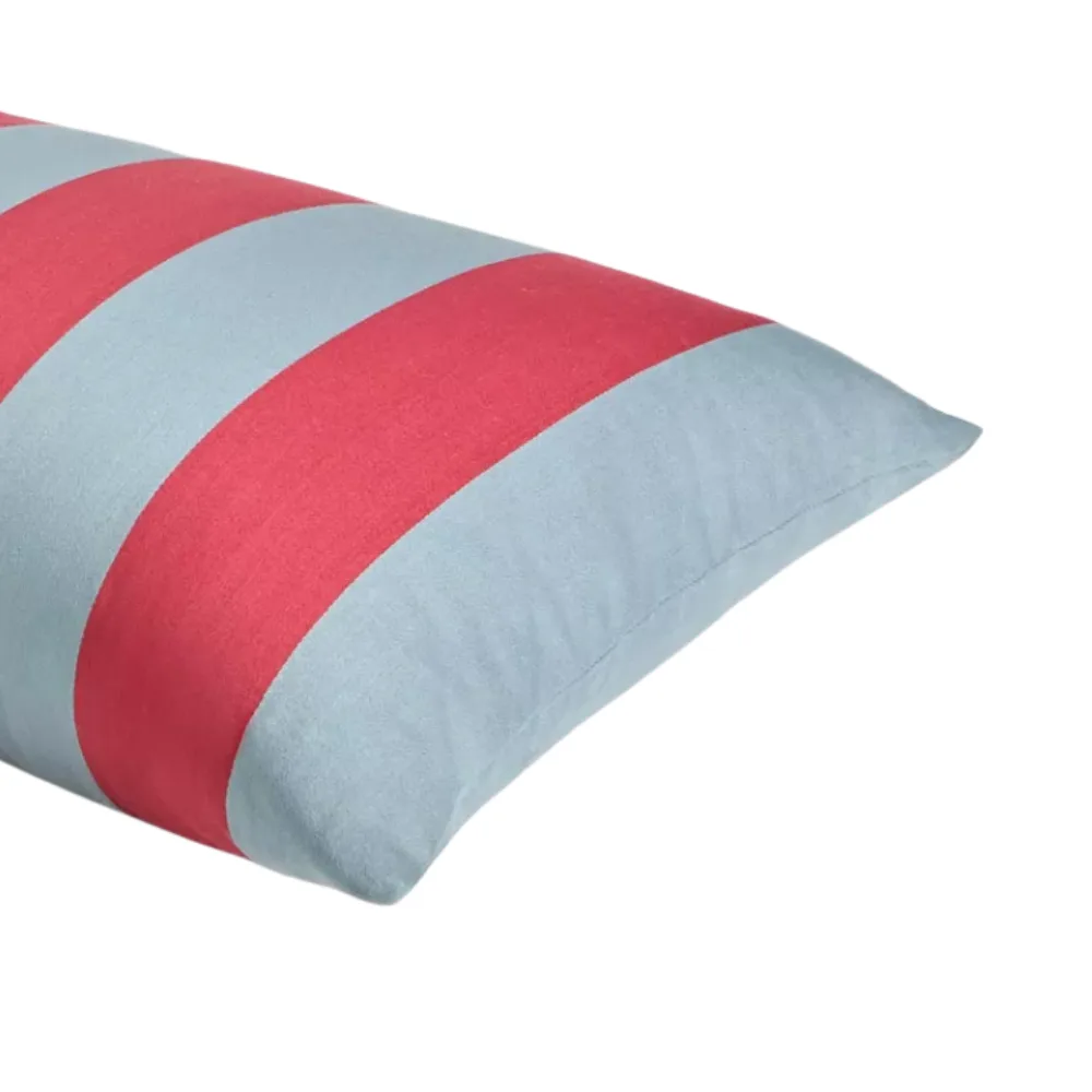 Collagerie Satin Striped Cushion - Red & Blue - Image 3