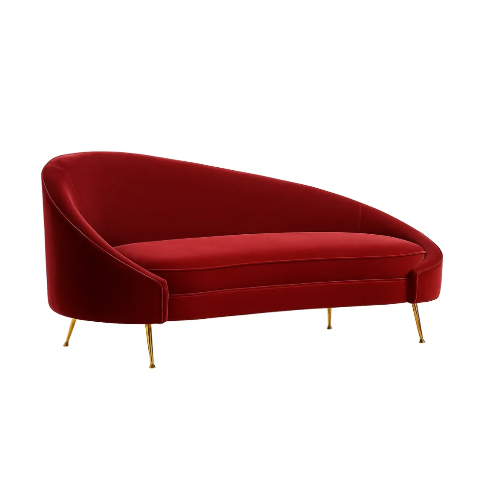 Vamp Red Velvet Sofa in Linwood Crimson