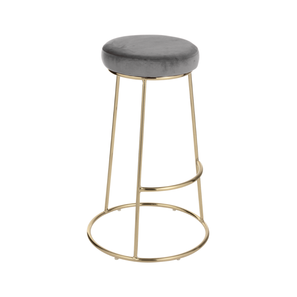 Dove Grey Velvet Bar Stool