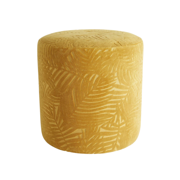 Mustard Palm Velvet Ottoman