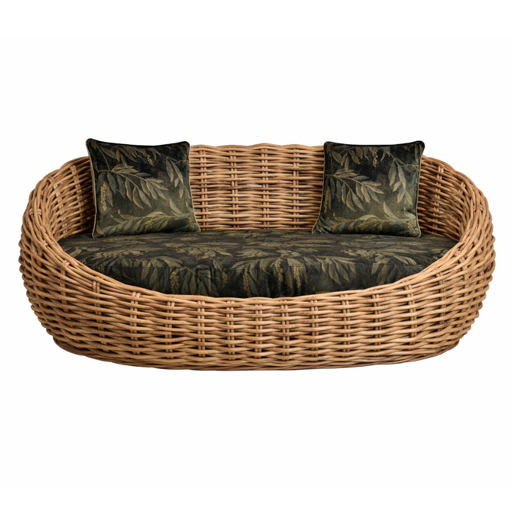 Twisted Wicker Sofa In Linwood Lumen Metallic
