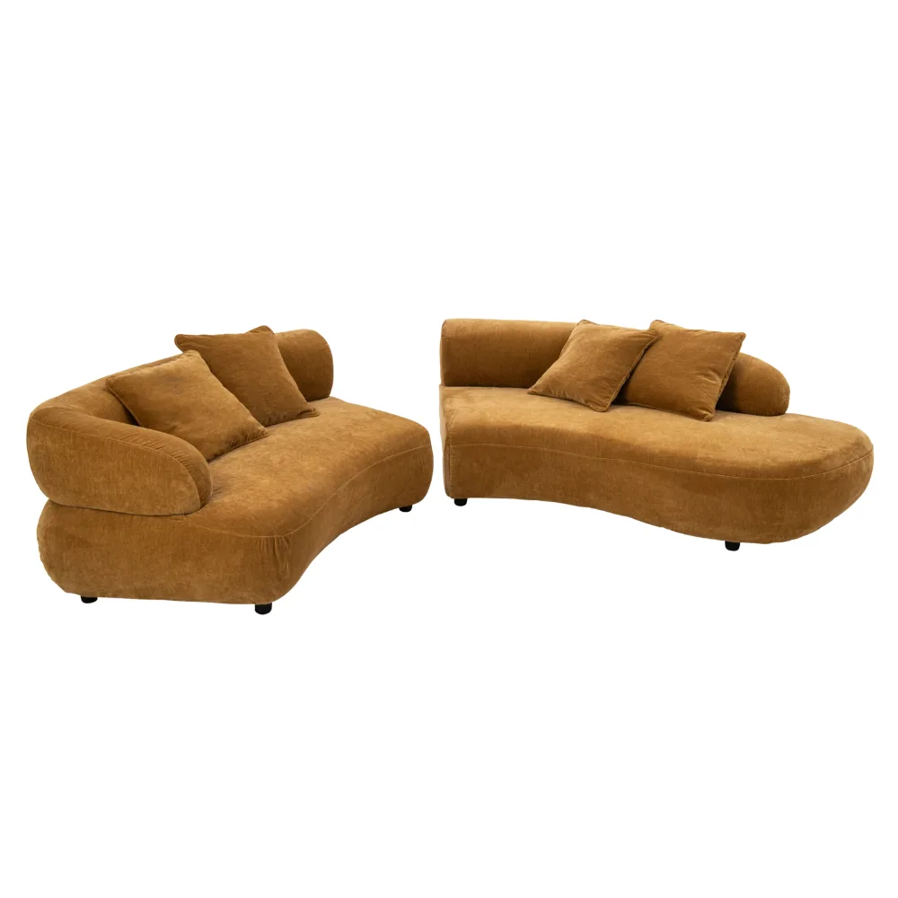 Margaux Mustard Velvet Curve Sofa - Image 6