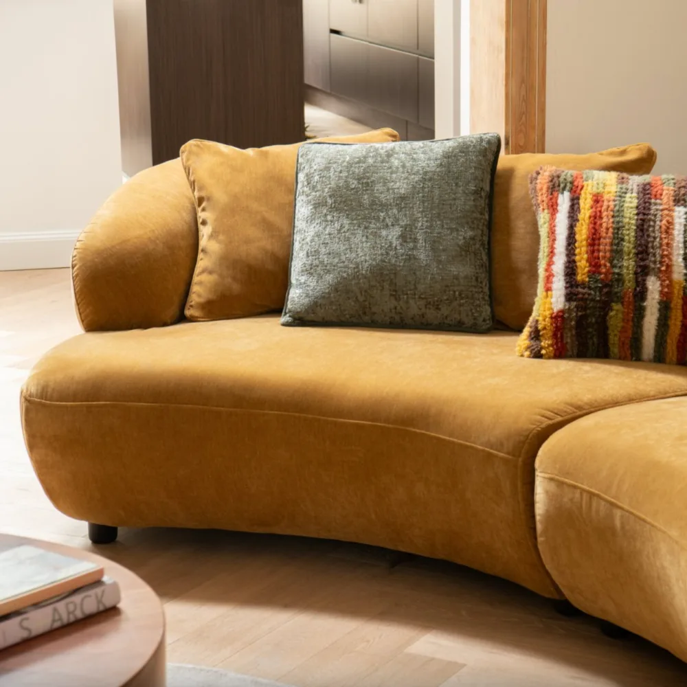 Margaux Mustard Velvet Curve Sofa - Image 3