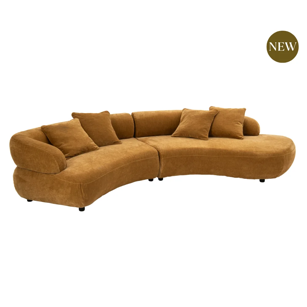 Margaux Mustard Velvet Curve Sofa