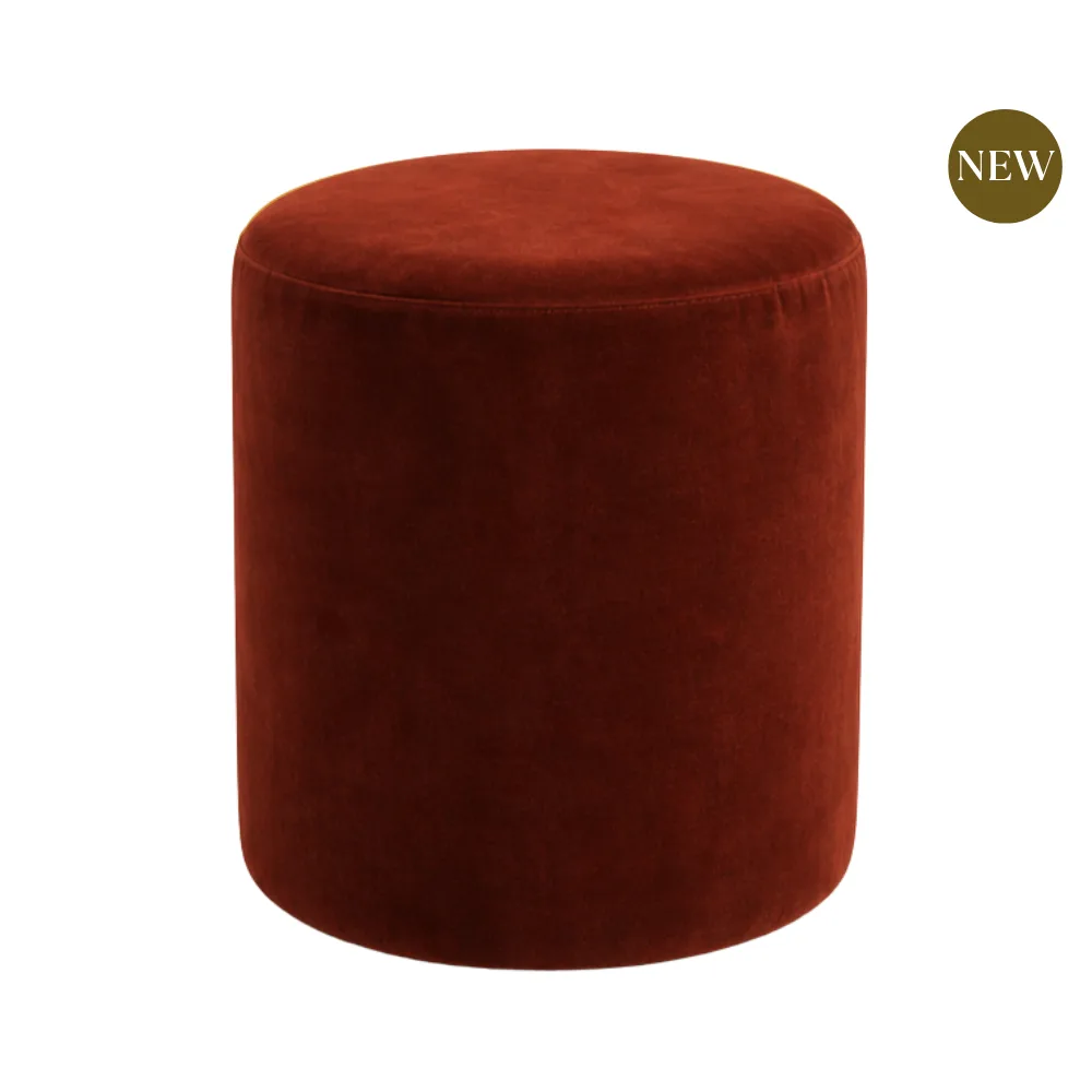 Ruby Rust Ottoman in Linwood Fabric