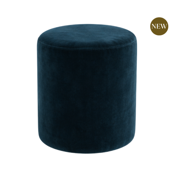 Marine Blue Ottoman in Linwood Fabric