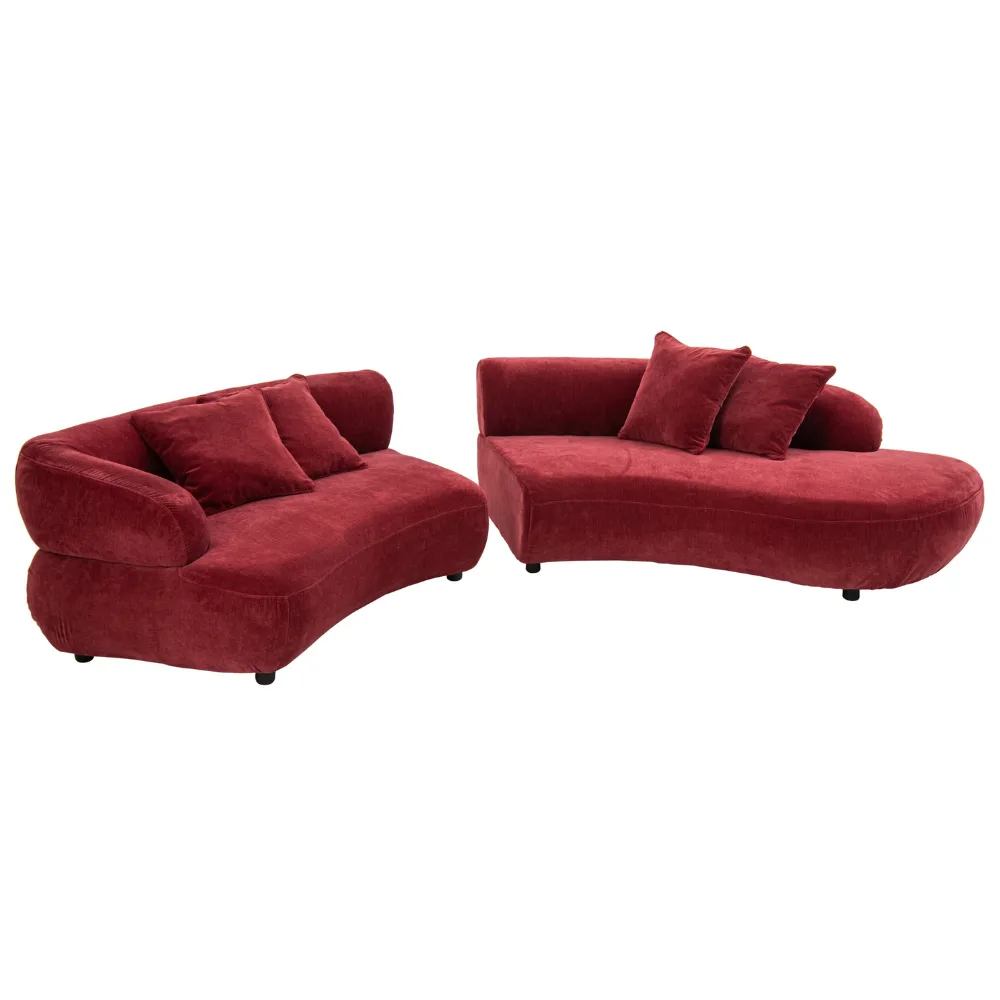 Margaux Mulberry Velvet Curve Sofa - Image 4