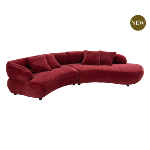 Margaux Mulberry Velvet Curve Sofa