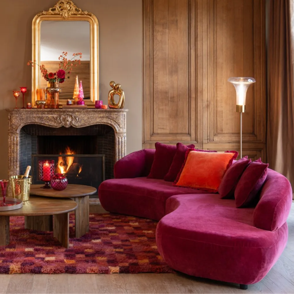 Margaux Mulberry Velvet Curve Sofa - Image 2