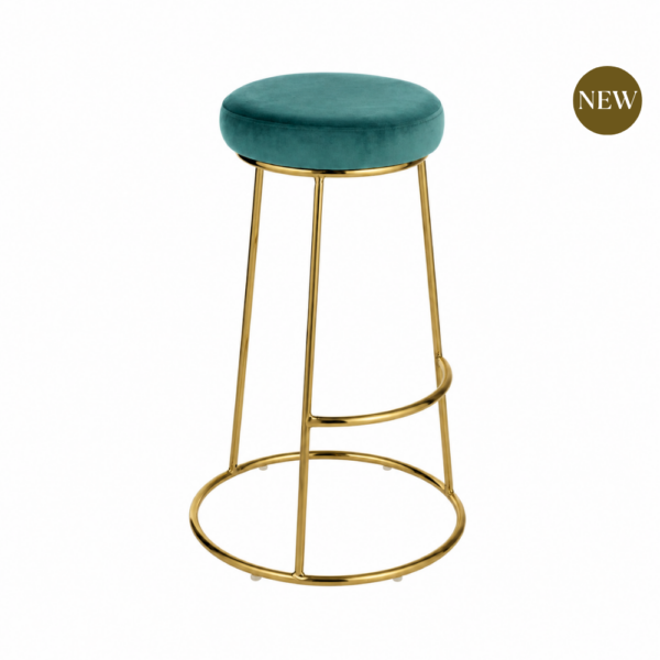 Tiffany Blue Velvet Bar Stool
